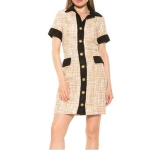 Alexia Admor tweed button up dress with gold buttons NWT